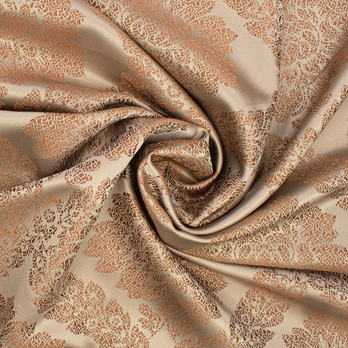Reversible Floral Jacquard Brocade Suiting/Upholstery Fabric in Chocolate/Cream
