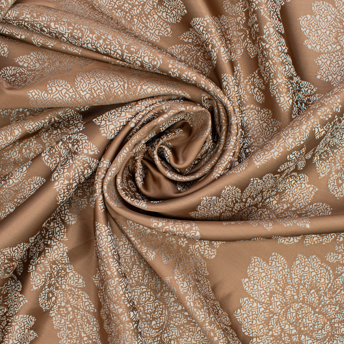 Reversible Floral Jacquard Brocade Suiting/Upholstery Fabric in Chocolate/White