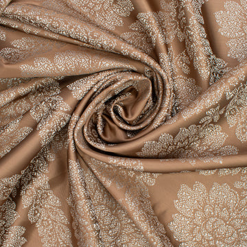 Reversible Floral Jacquard Brocade Suiting/Upholstery Fabric in Chocolate/White