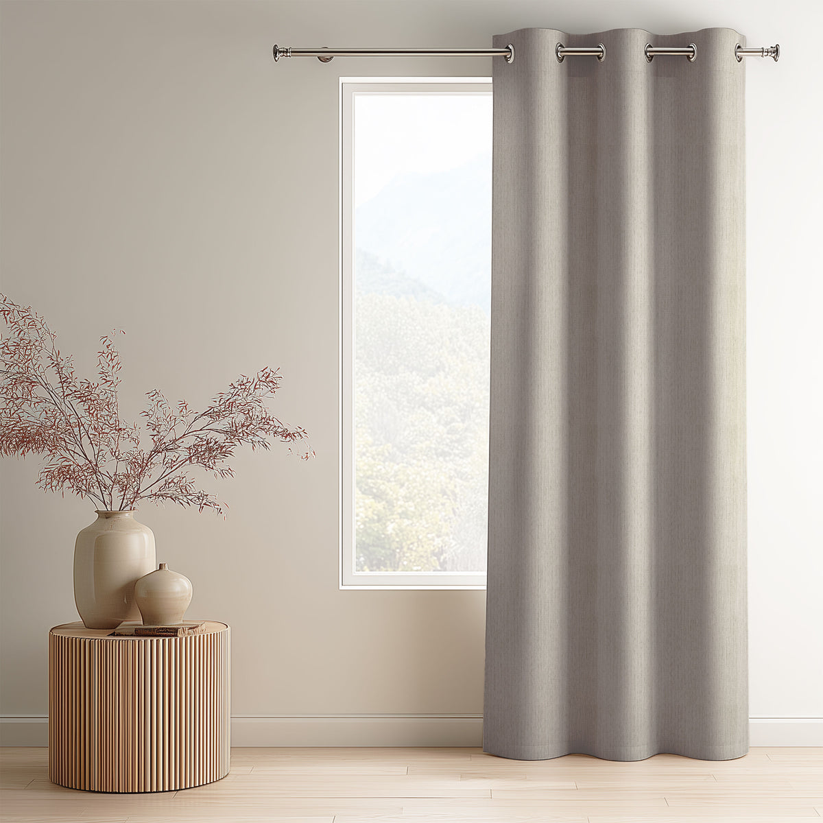 Hume Paris Two Tone Blockout Ring Top Ready Made Curtain – Cobble | Wattle & Bourke