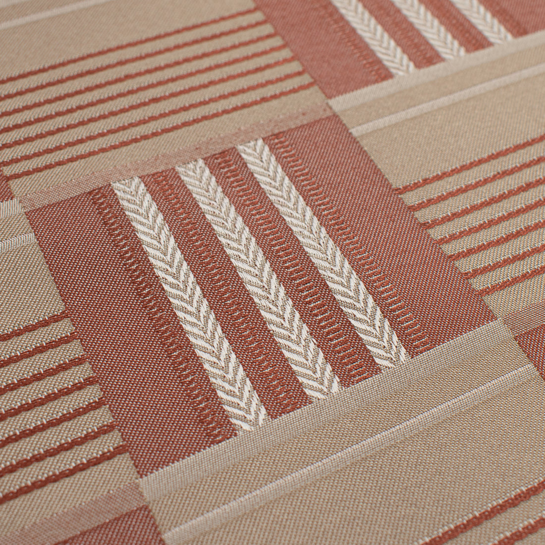Coordinating Woven Check Upholstery & Suiting Fabric in Beige/Brick