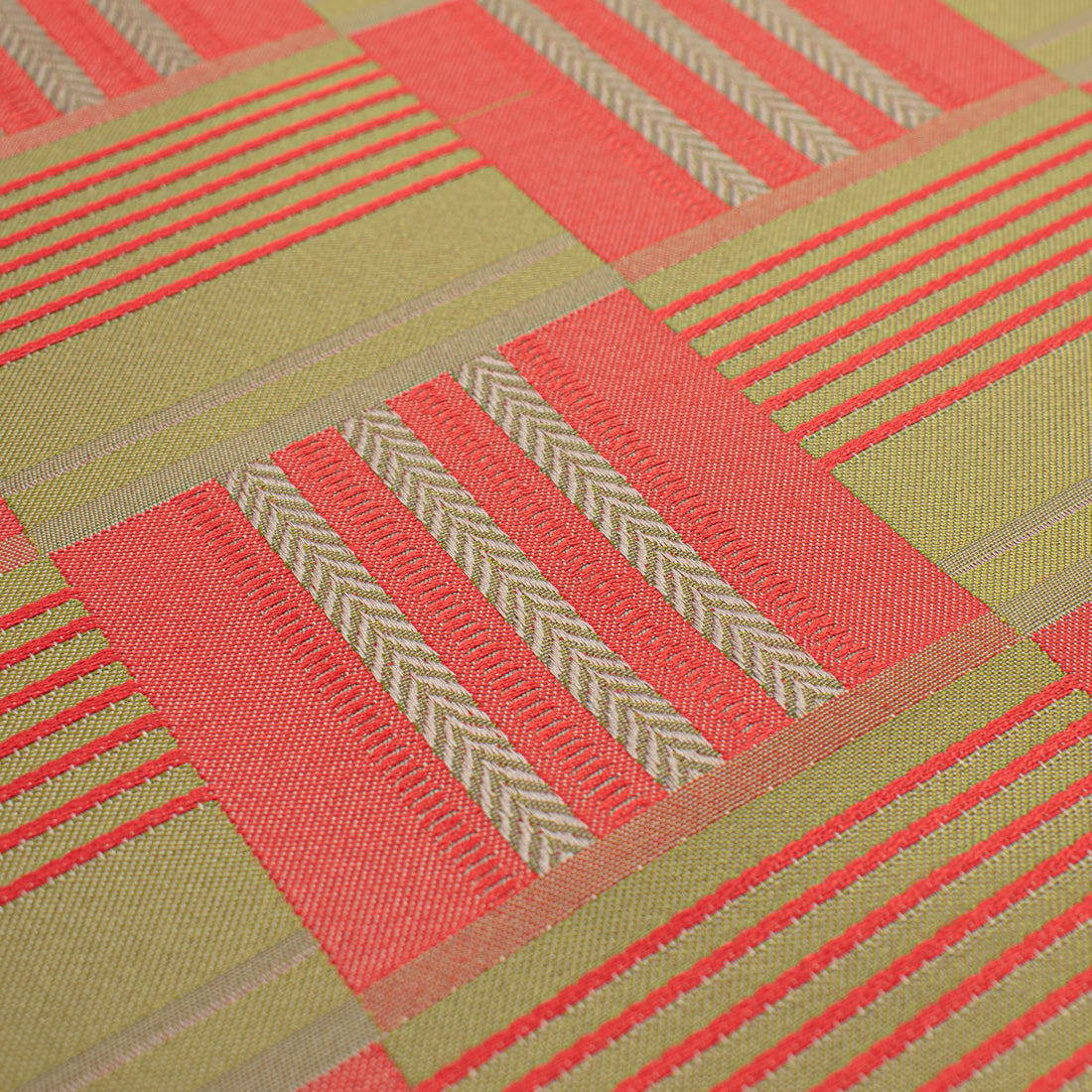 Coordinating Woven Check Upholstery & Suiting Fabric in Olive/Red