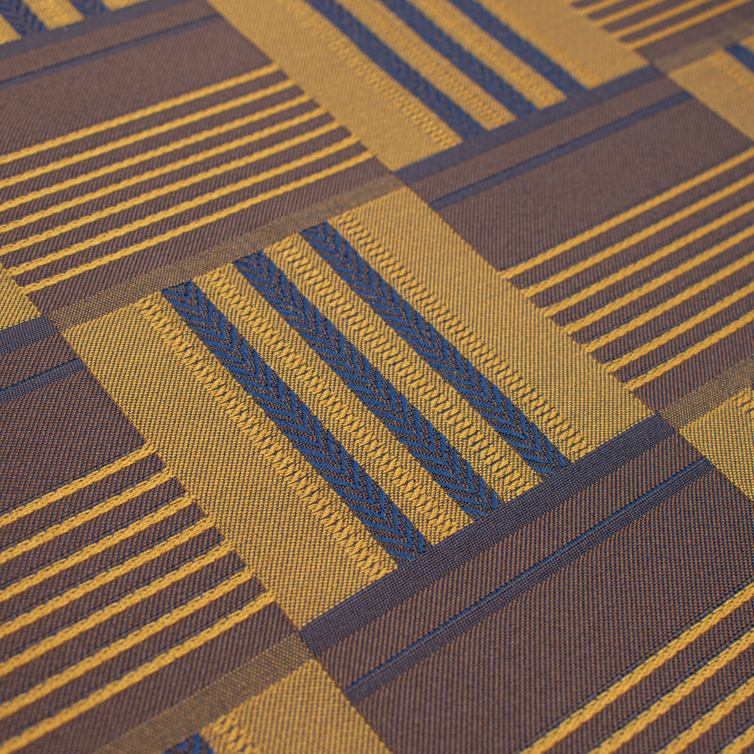 Coordinating Woven Check Upholstery & Suiting Fabric in Gold/Blue