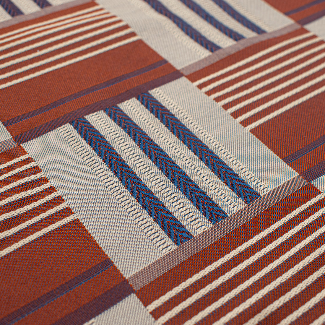 Coordinating Woven Check Upholstery & Suiting Fabric in Rust/Blue