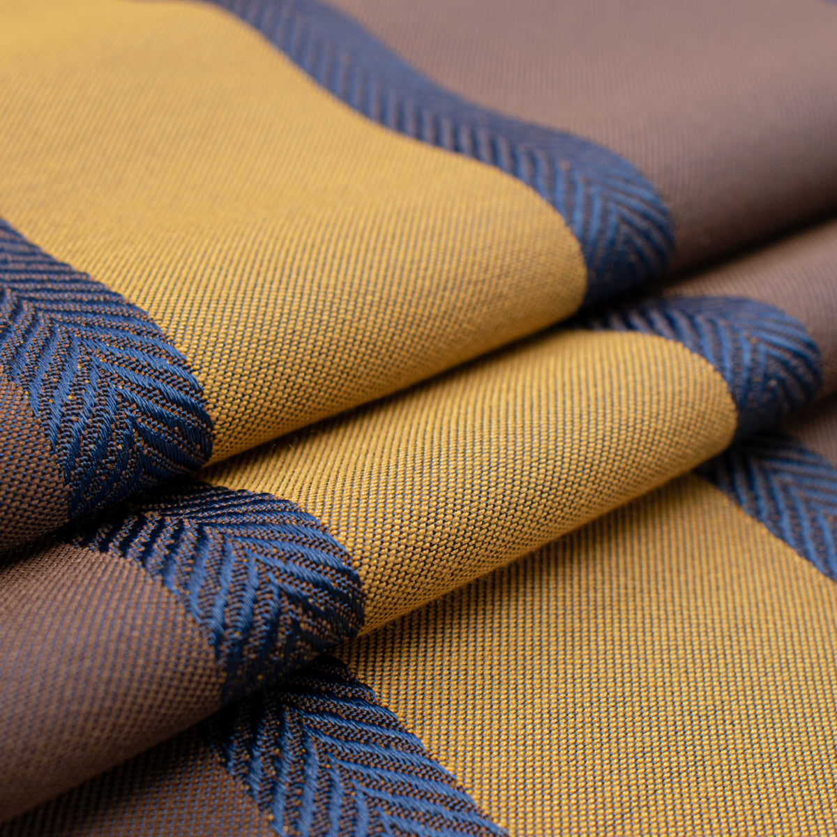 Classic Stripe Woven Upholstery & Suiting Fabric in Gold/Blue