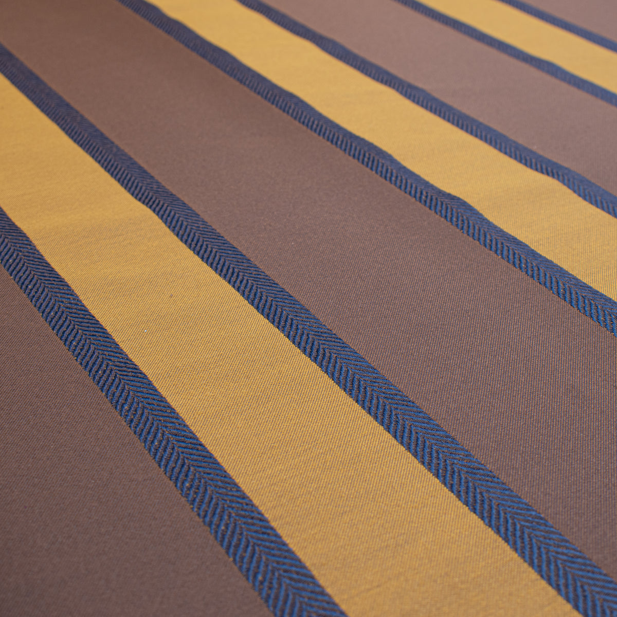 Classic Stripe Woven Upholstery & Suiting Fabric in Gold/Blue