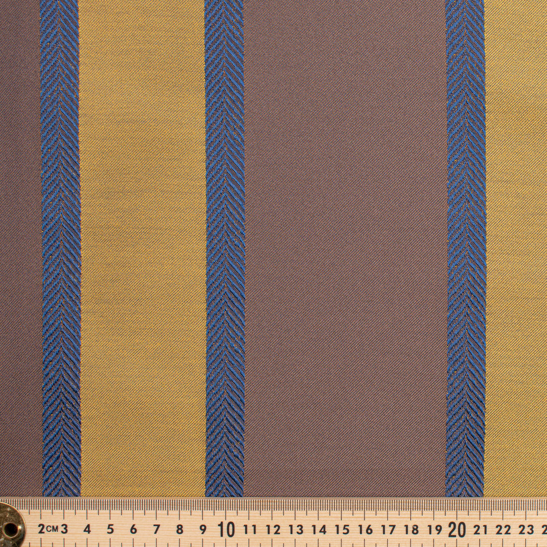 Classic Stripe Woven Upholstery & Suiting Fabric in Gold/Blue