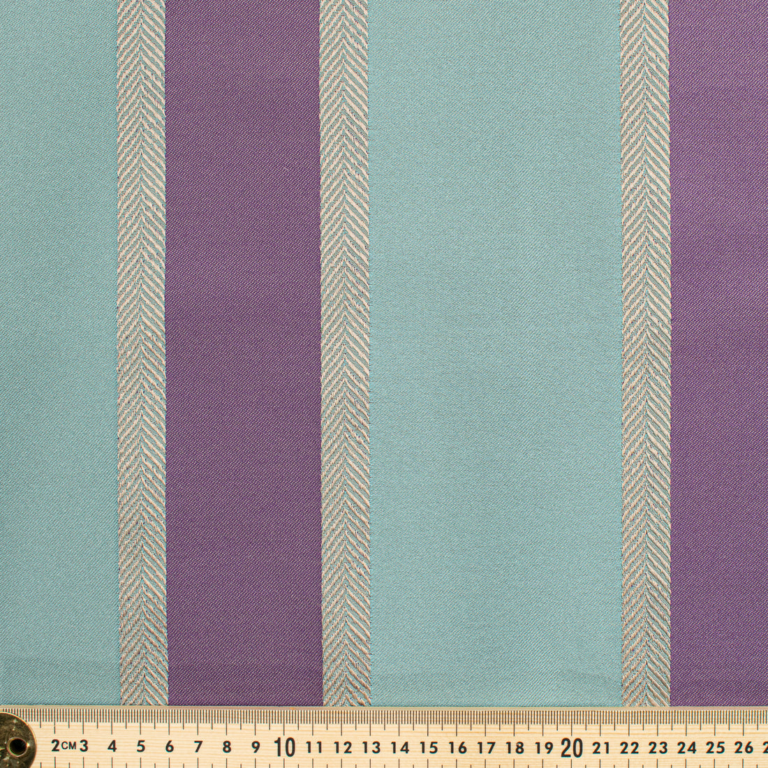 Classic Stripe Woven Upholstery & Suiting Fabric in Aqua/Purple