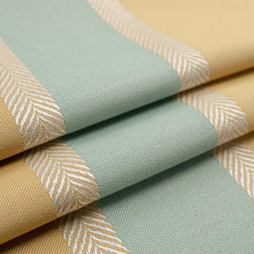 Classic Stripe Woven Upholstery & Suiting Fabric in Aqua/Gold