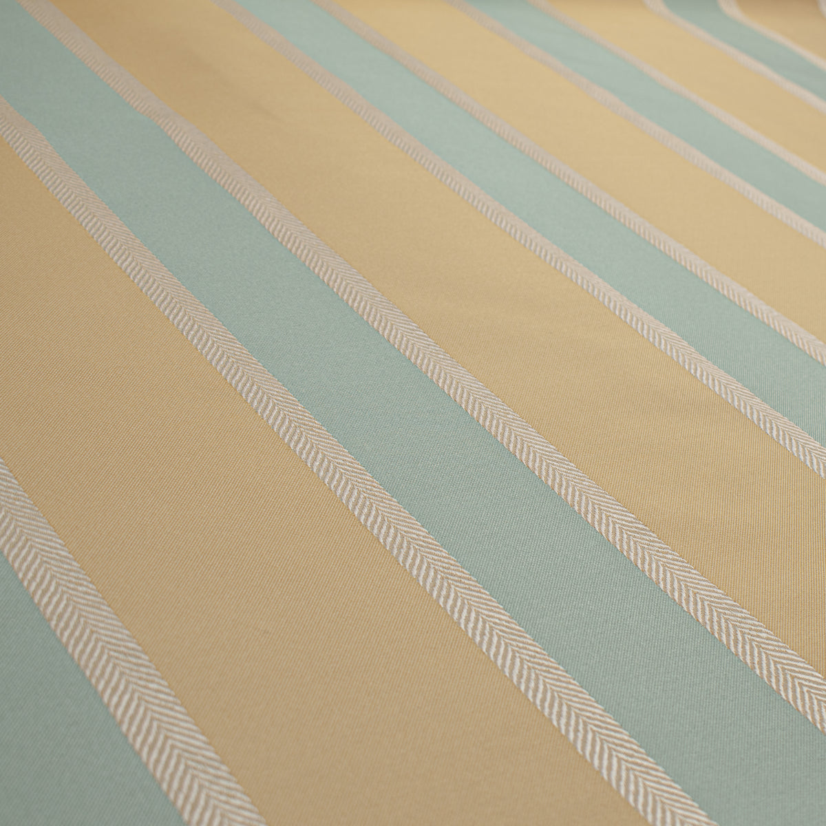 Classic Stripe Woven Upholstery & Suiting Fabric in Aqua/Gold