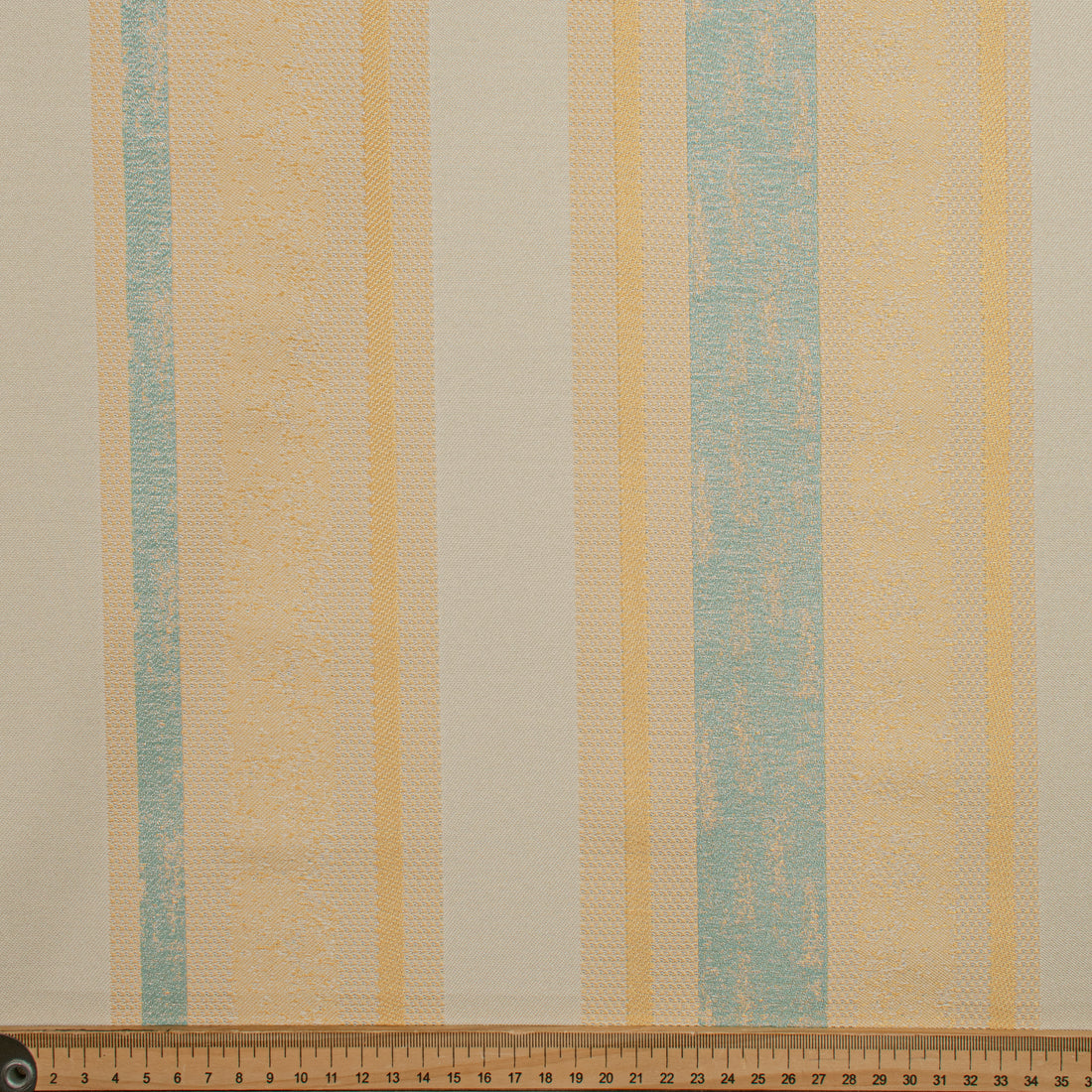 Artisan Stripe Woven Upholstery & Suiting Fabric in Aqua/Gold