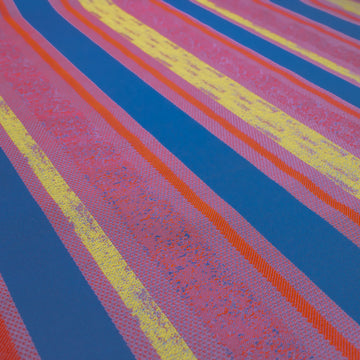 Artisan Stripe Woven Upholstery & Suiting Fabric in Blue/Lime