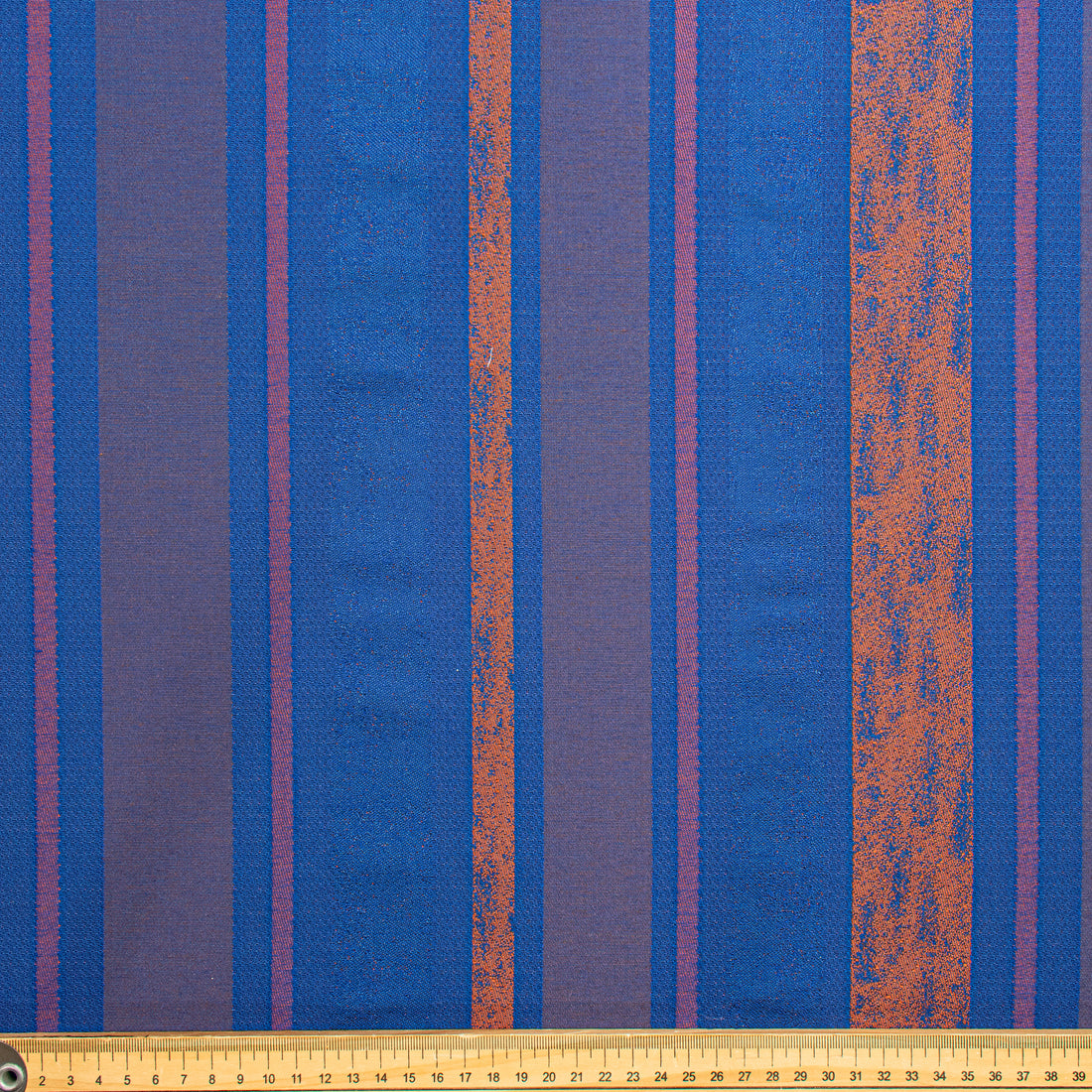 Artisan Stripe Woven Upholstery & Suiting Fabric in Rust/Blue