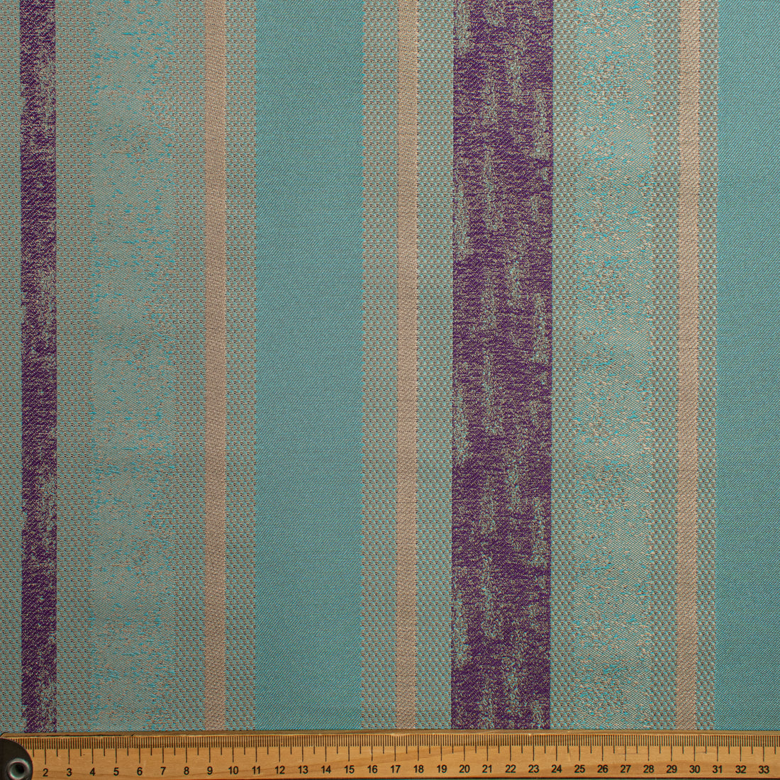 Artisan Stripe Woven Upholstery & Suiting Fabric in Aqua/Purple