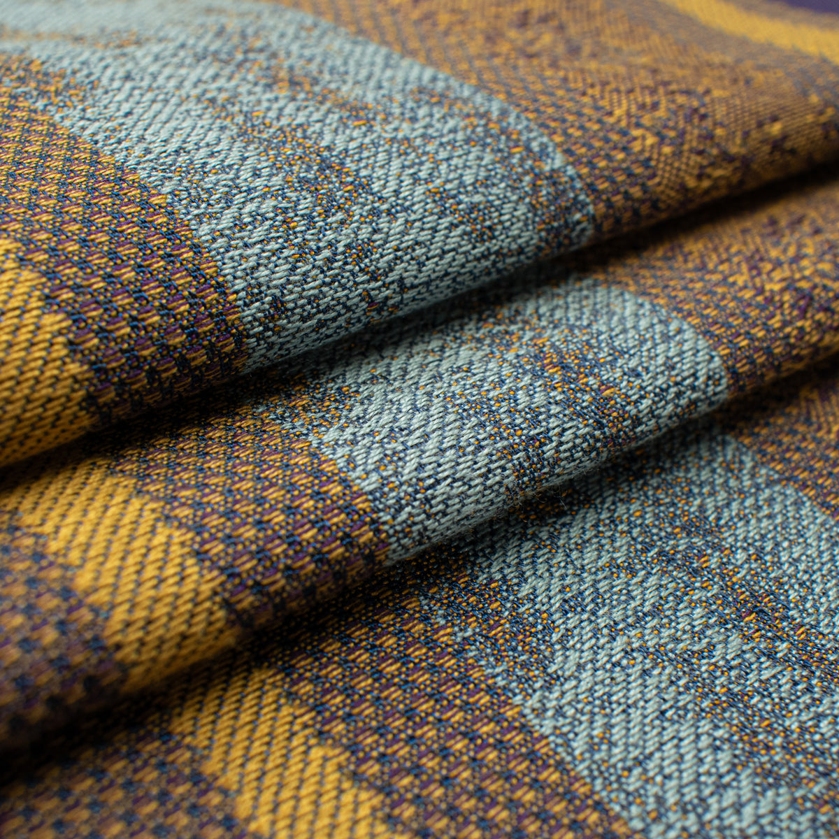 Artisan Stripe Woven Upholstery & Suiting Fabric in Gold/Blue