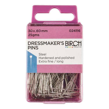 Birch Dressmaker’s Pins Extra Fine/Long 30 x 0.60mm – 25g