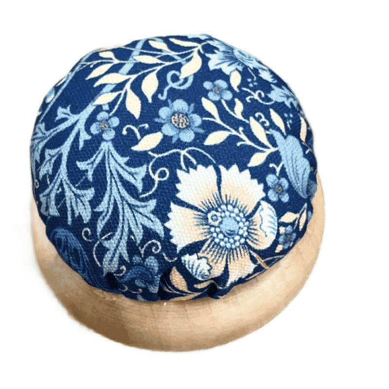Fabric Dome Top Pincushion with Wooden Base – Assorted Designs
