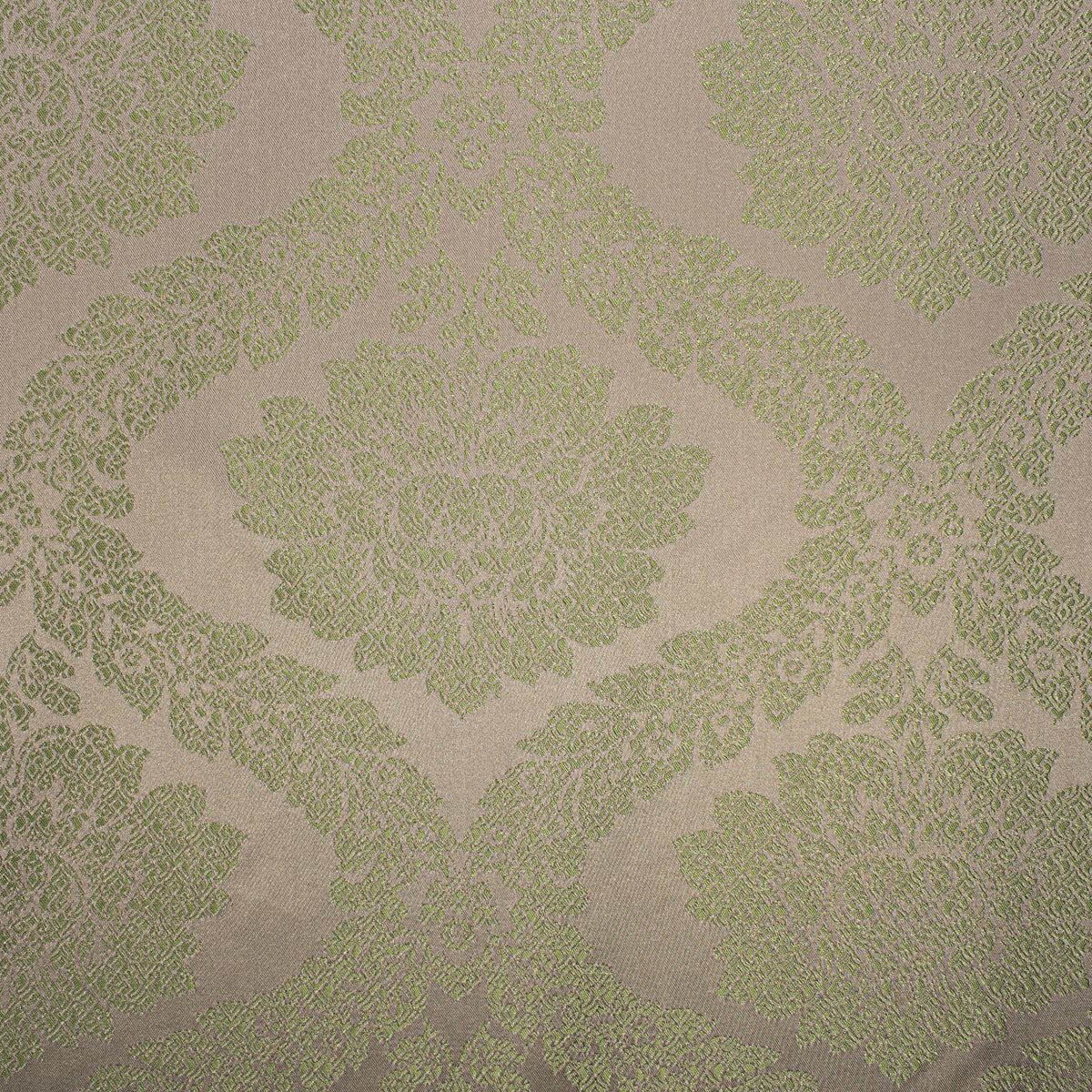 Reversible Floral Jacquard Brocade Suiting/Upholstery Fabric in Green/Cream