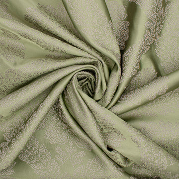 Reversible Floral Jacquard Brocade Suiting/Upholstery Fabric in Green/Cream