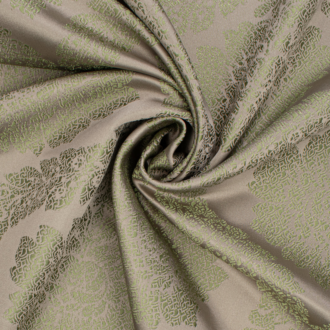Reversible Floral Jacquard Brocade Suiting/Upholstery Fabric in Green/Cream
