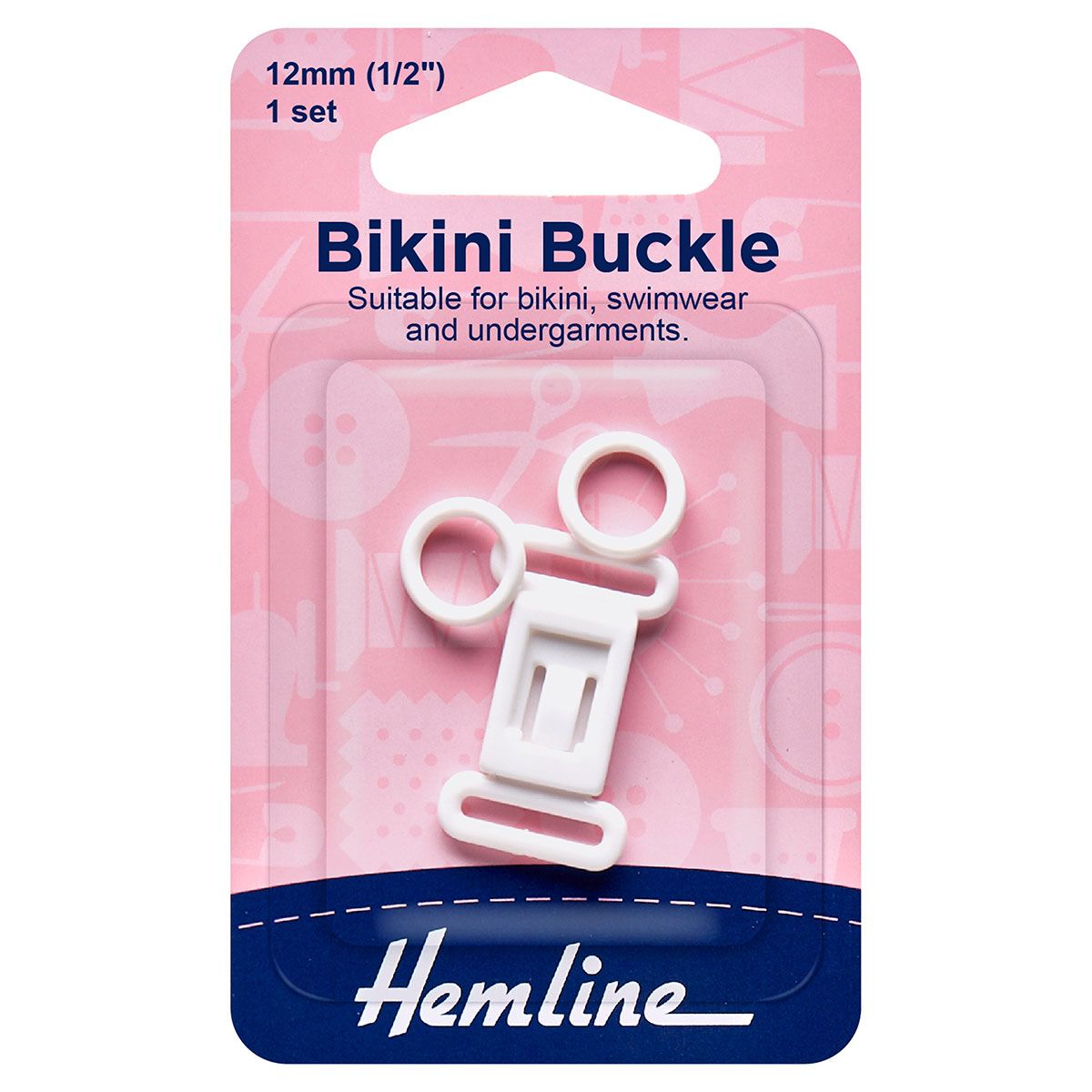 Hemline Bikini Buckle - 12mm - 1 Set White