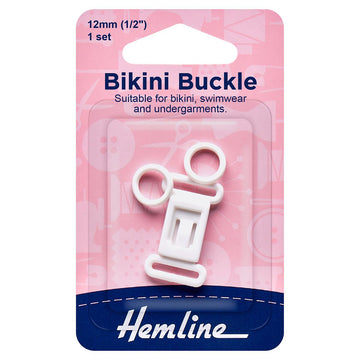 Hemline Bikini Buckle - 12mm - 1 Set White