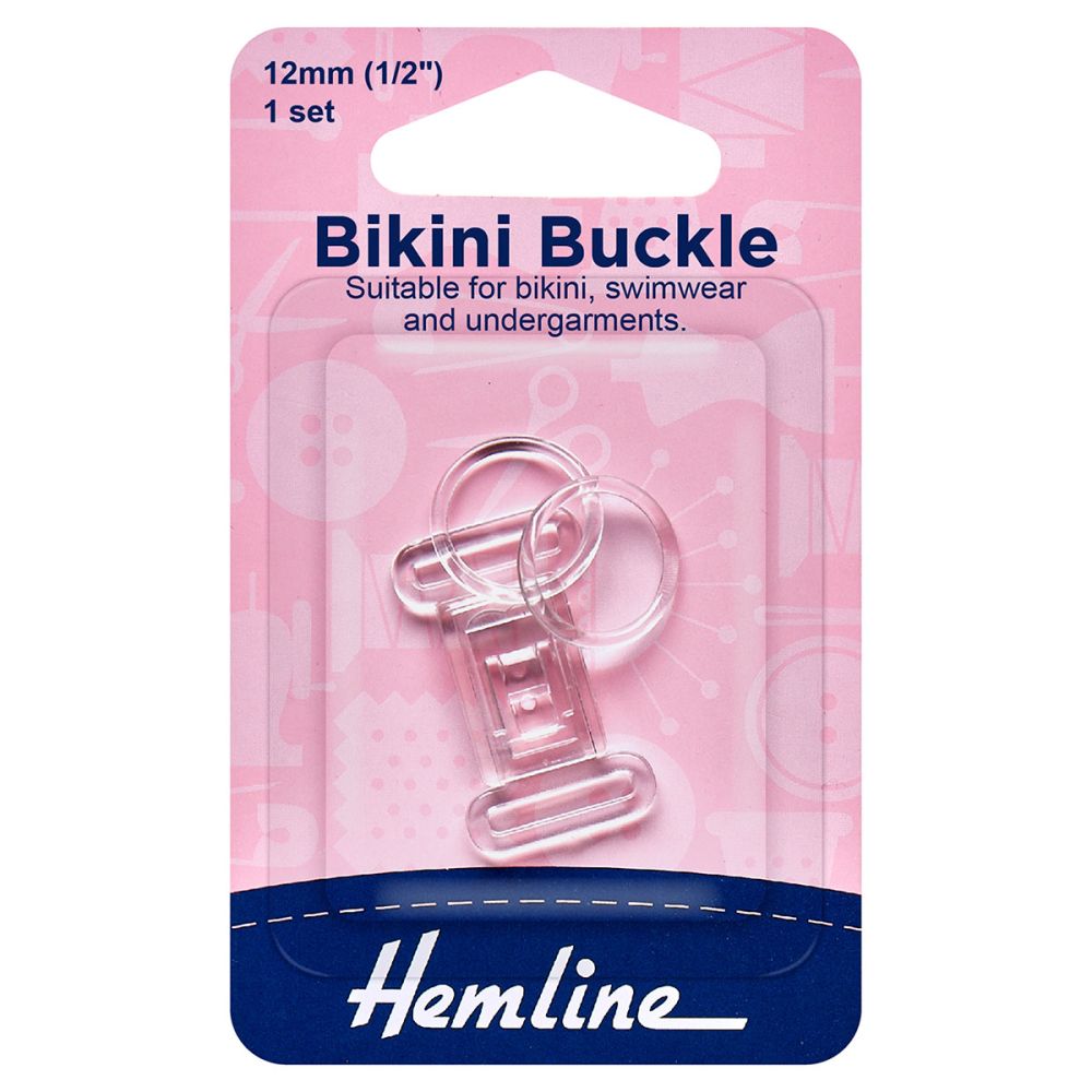 Hemline Bikini Buckle - Clear - 12mm - 1 Set