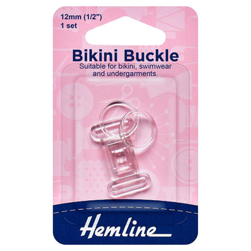 Hemline Bikini Buckle - Clear - 12mm - 1 Set
