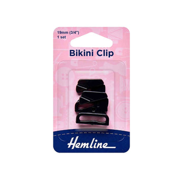 Hemline Bikini Clips Chlorine Resistant 19mm - 1 Set Black