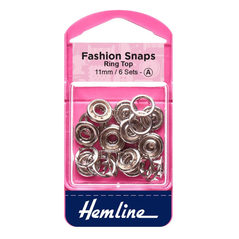 Hemline Fashion Snaps Ring Top 11mm - Silver