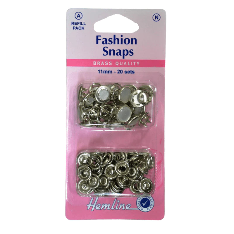Hemline Fashion Snap 11mm Refill Pack - Pearl