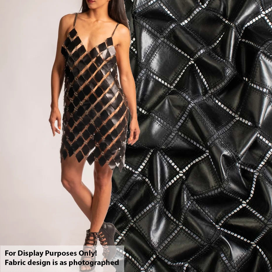 Geometric Diamond Cutwork Faux Leather Vinyl Burnout Appliqué