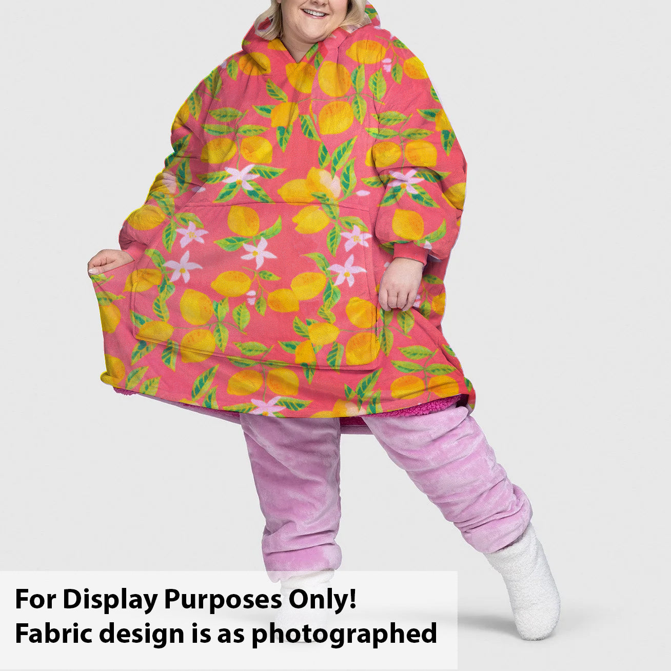 Lemon Blossom on Coral Printed Polar Fleece