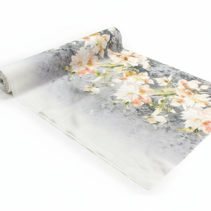 280CM Wide Magnolia Bloom Floral Printed Sheer Curtaining Fabric