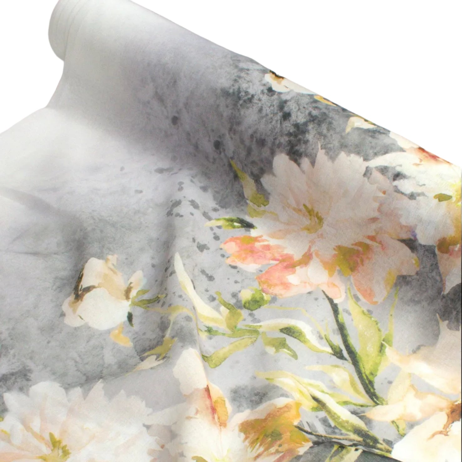 280CM Wide Magnolia Bloom Floral Printed Sheer Curtaining Fabric