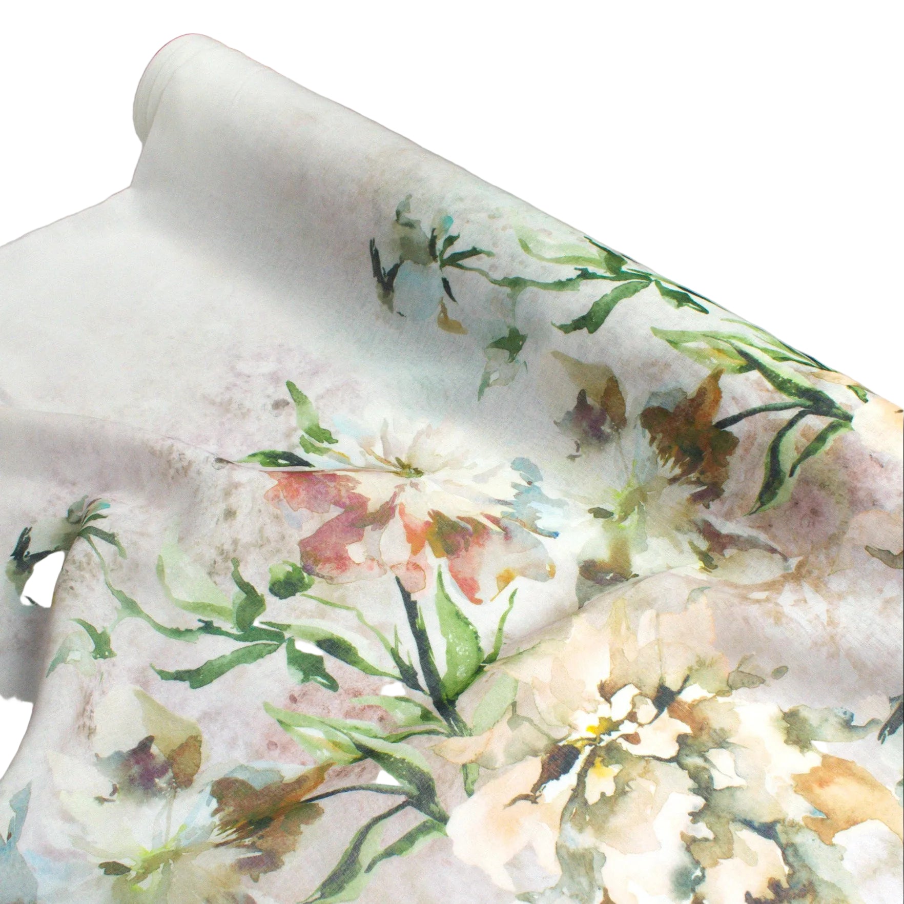 280CM Wide Magnolia Bloom Floral Printed Sheer Curtaining Fabric