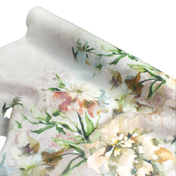 280CM Wide Magnolia Bloom Floral Printed Sheer Curtaining Fabric