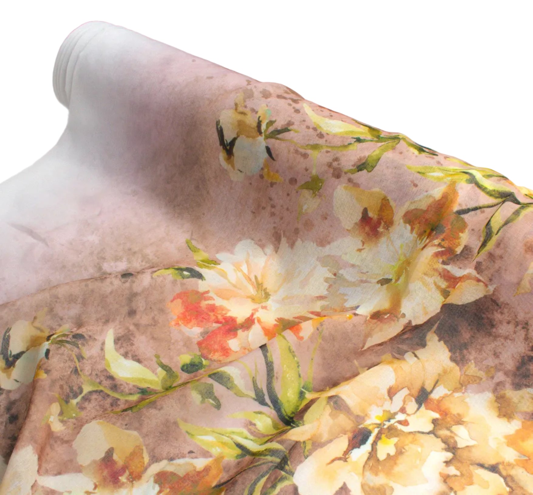 280CM Wide Magnolia Bloom Floral Printed Sheer Curtaining Fabric