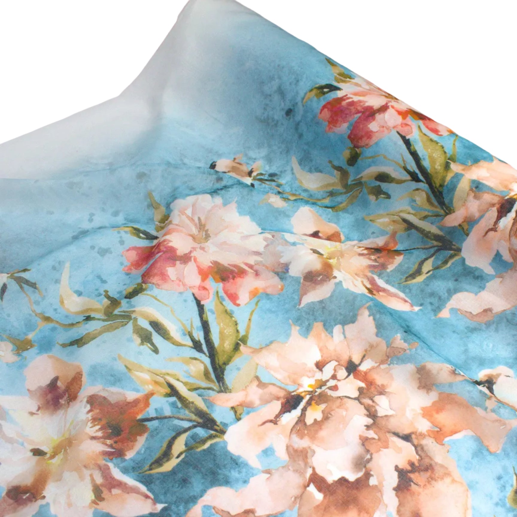 280CM Wide Magnolia Bloom Floral Printed Sheer Curtaining Fabric