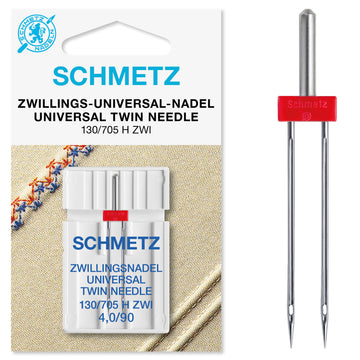 Schmetz Sewing Machine Needles Twin Universal 90/4mm - 1 Per Cassette