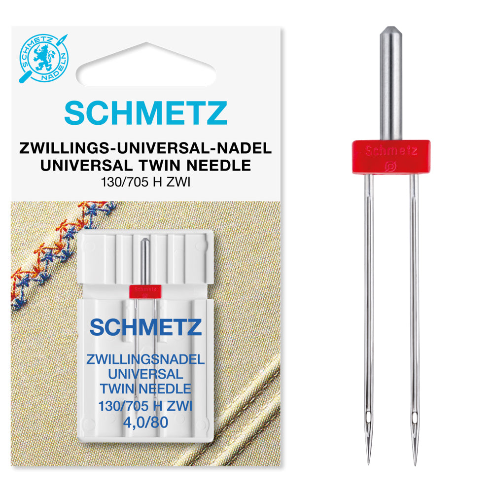 Schmetz Sewing Machine Needles Twin Universal 80/4mm - 1 Per Cassette