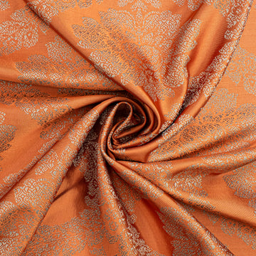 Reversible Floral Jacquard Brocade Suiting/Upholstery Fabric in Orange/Cream