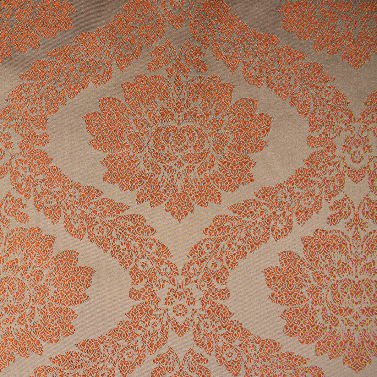 Reversible Floral Jacquard Brocade Suiting/Upholstery Fabric in Orange/Cream