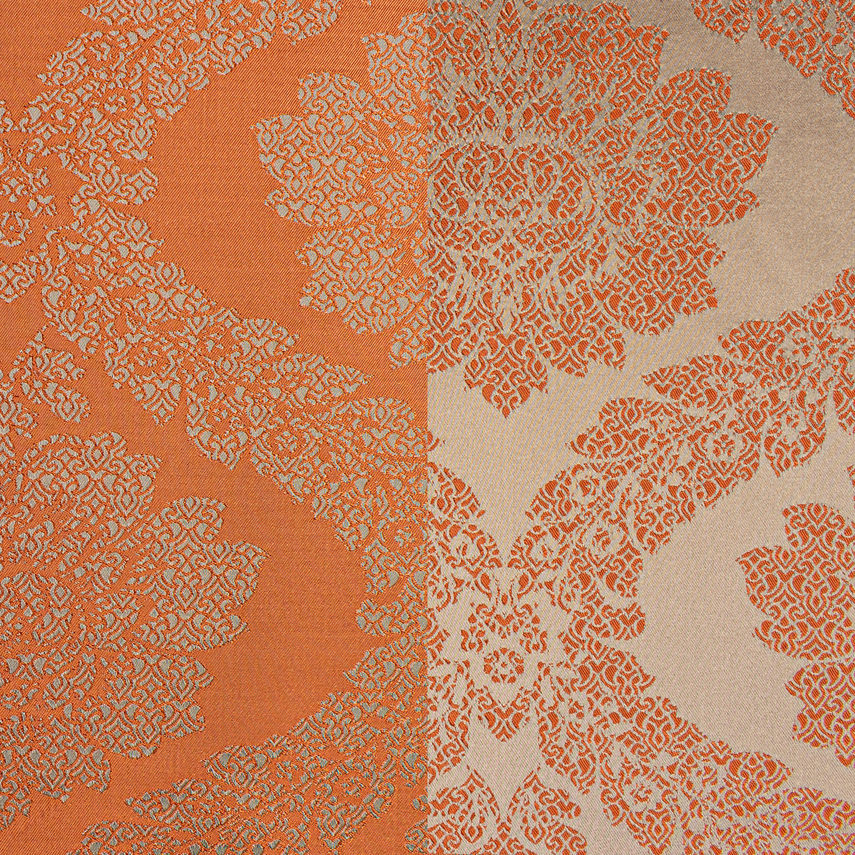 Reversible Floral Jacquard Brocade Suiting/Upholstery Fabric in Orange/Cream