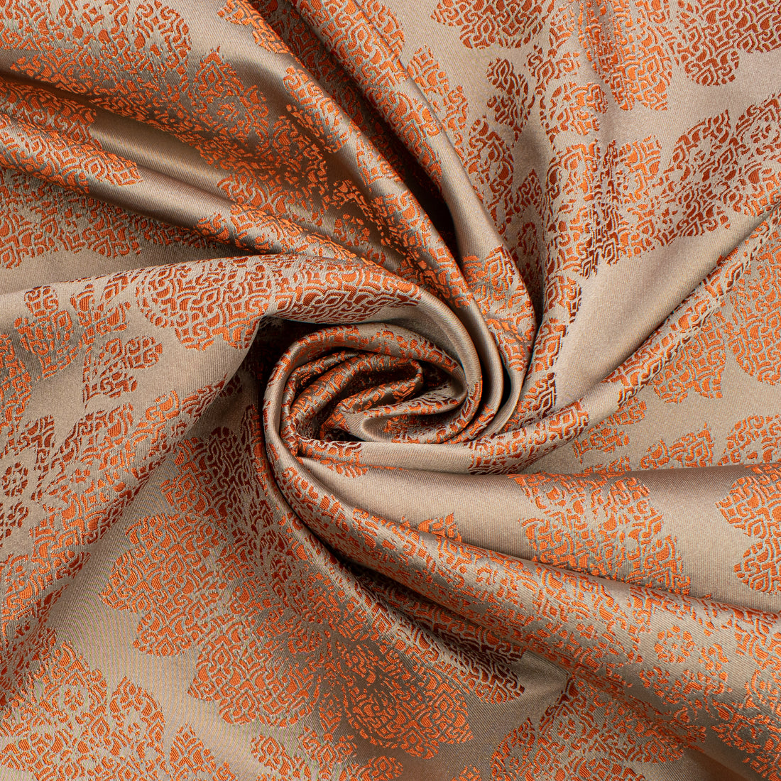 Reversible Floral Jacquard Brocade Suiting/Upholstery Fabric in Orange/Cream