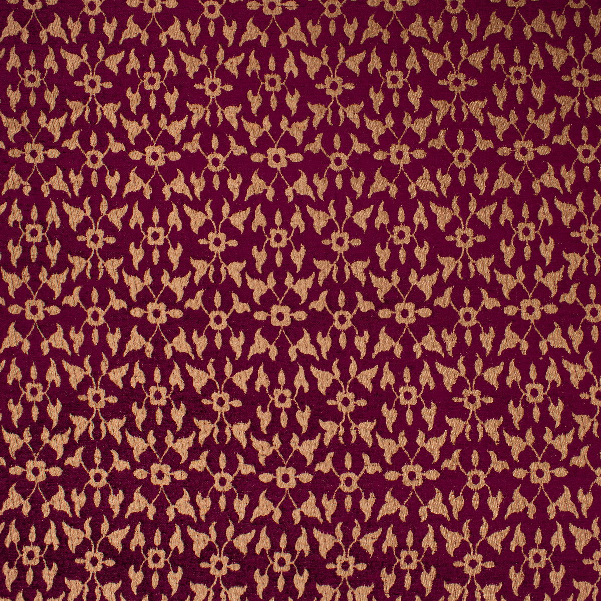 Ottoman Small Flower Chenille Upholstery/Curtaining Fabric in Burgundy