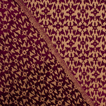 Ottoman Small Flower Chenille Upholstery/Curtaining Fabric in Burgundy