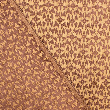 Ottoman Small Flower Chenille Upholstery/Curtaining Fabric in Brown