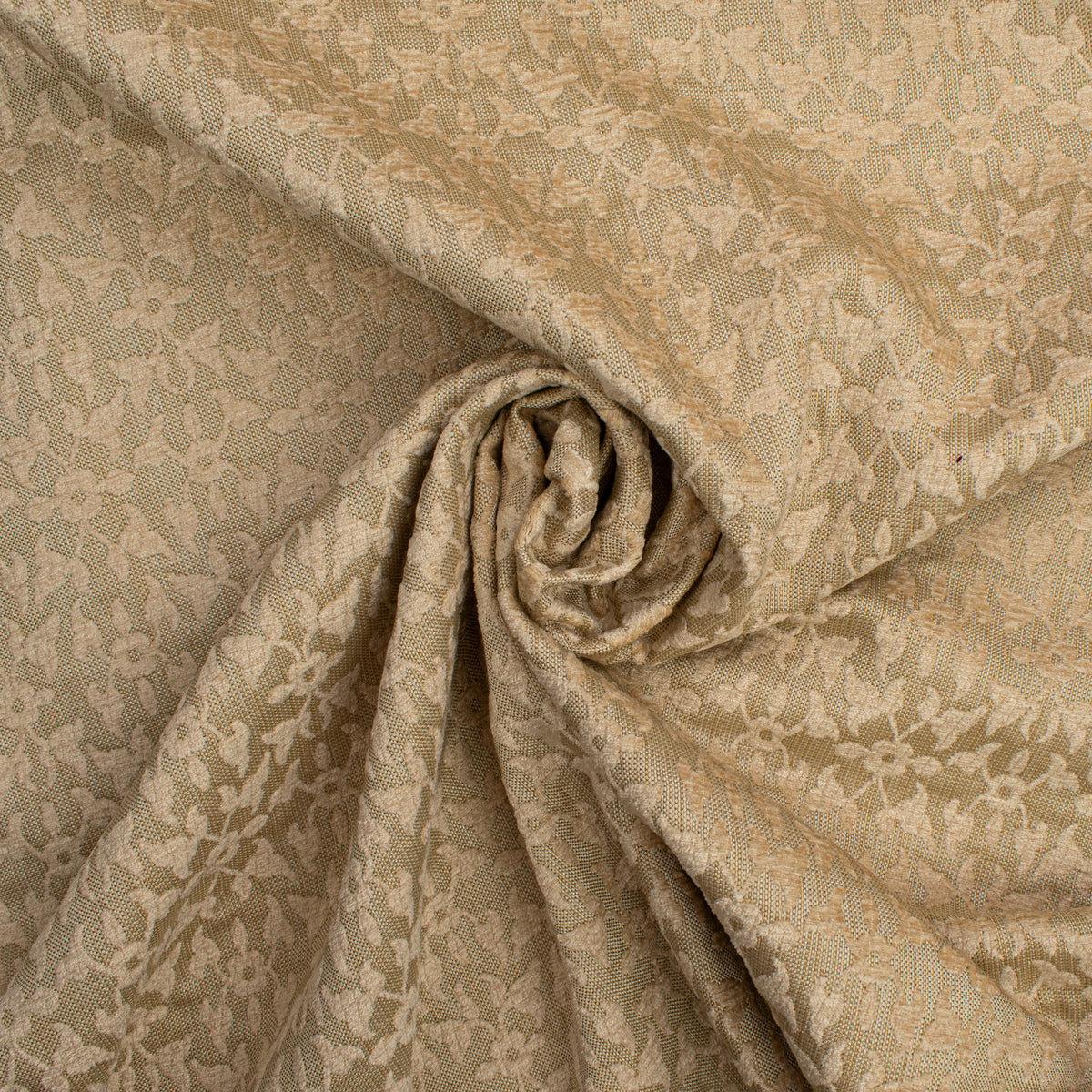 Ottoman Small Flower Chenille Upholstery/Curtaining Fabric in Cream