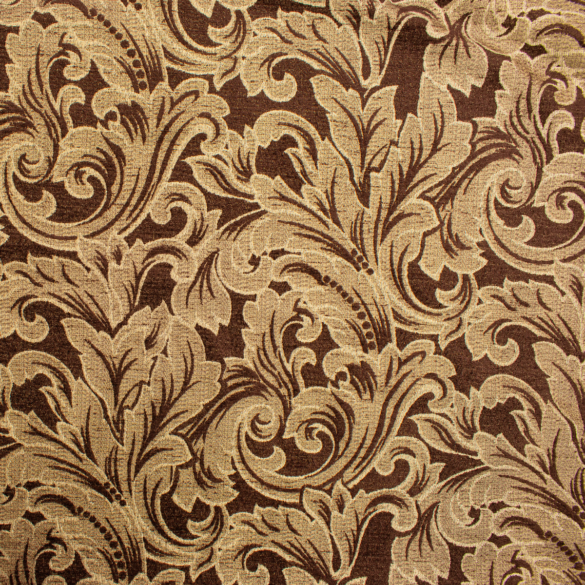 Ottoman Chenille Baroque Scroll Upholstery/Curtaining Fabric in Brown